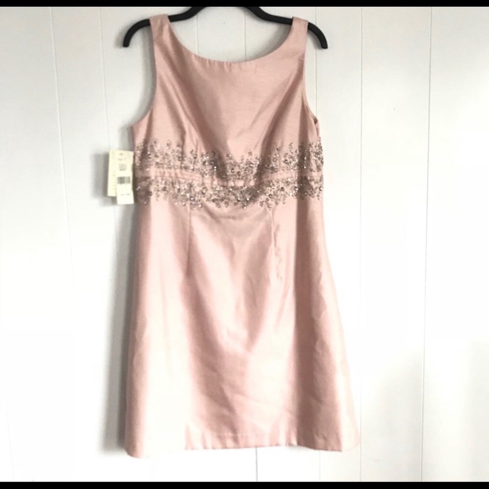 Pale Pink sheath dress with rhinestones